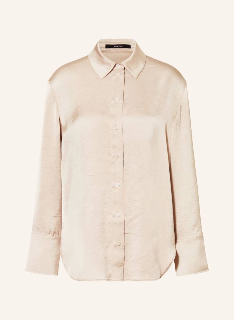 Someday Hemdbluse Zelara Aus Satin beige von someday