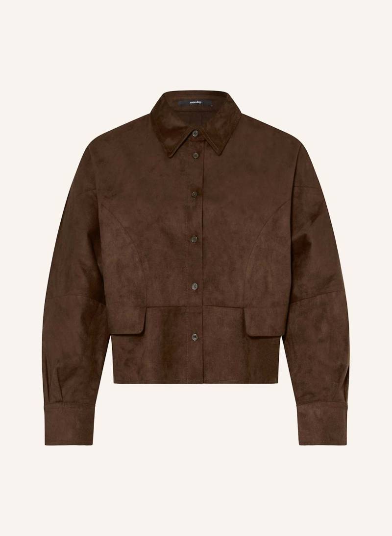 Someday Jacke Nylia In Lederoptik braun von someday