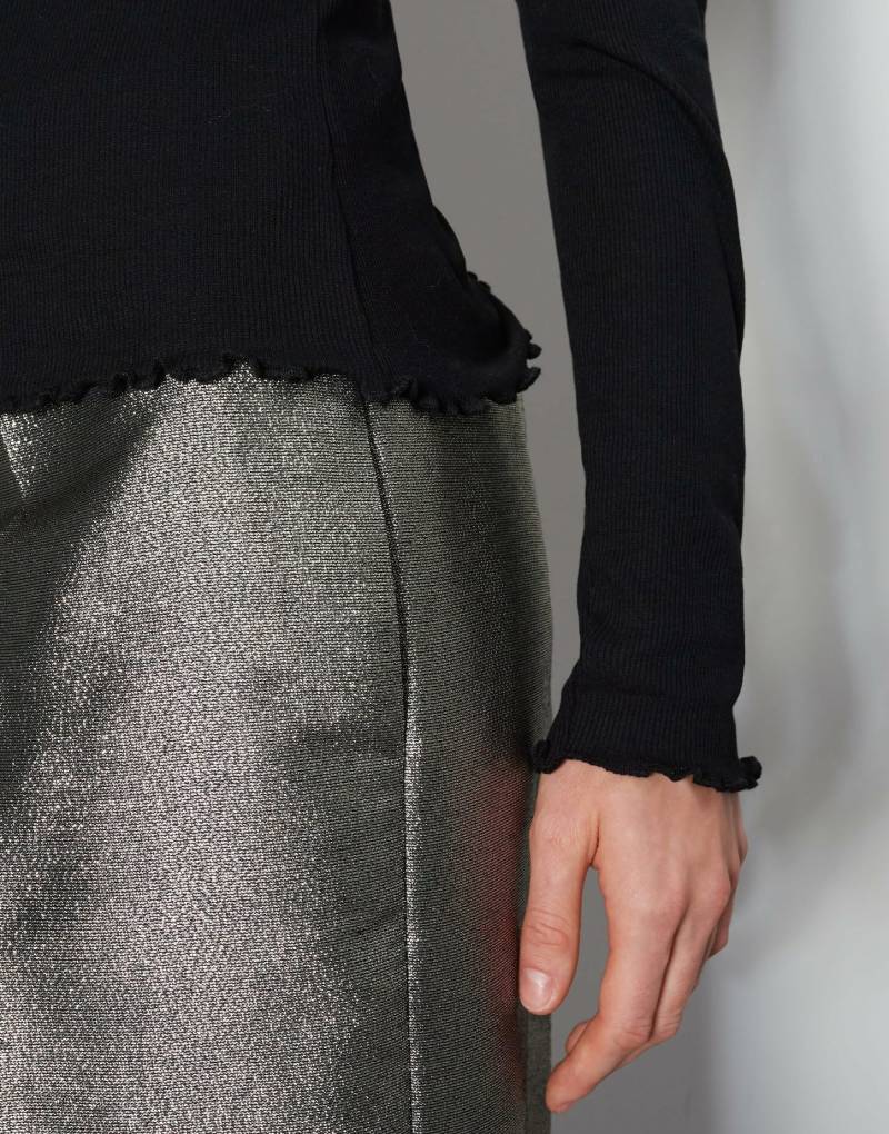 Damen Langarmshirt | Geripptes V-Shirt KALYA Slim aus Viskose Mix von someday