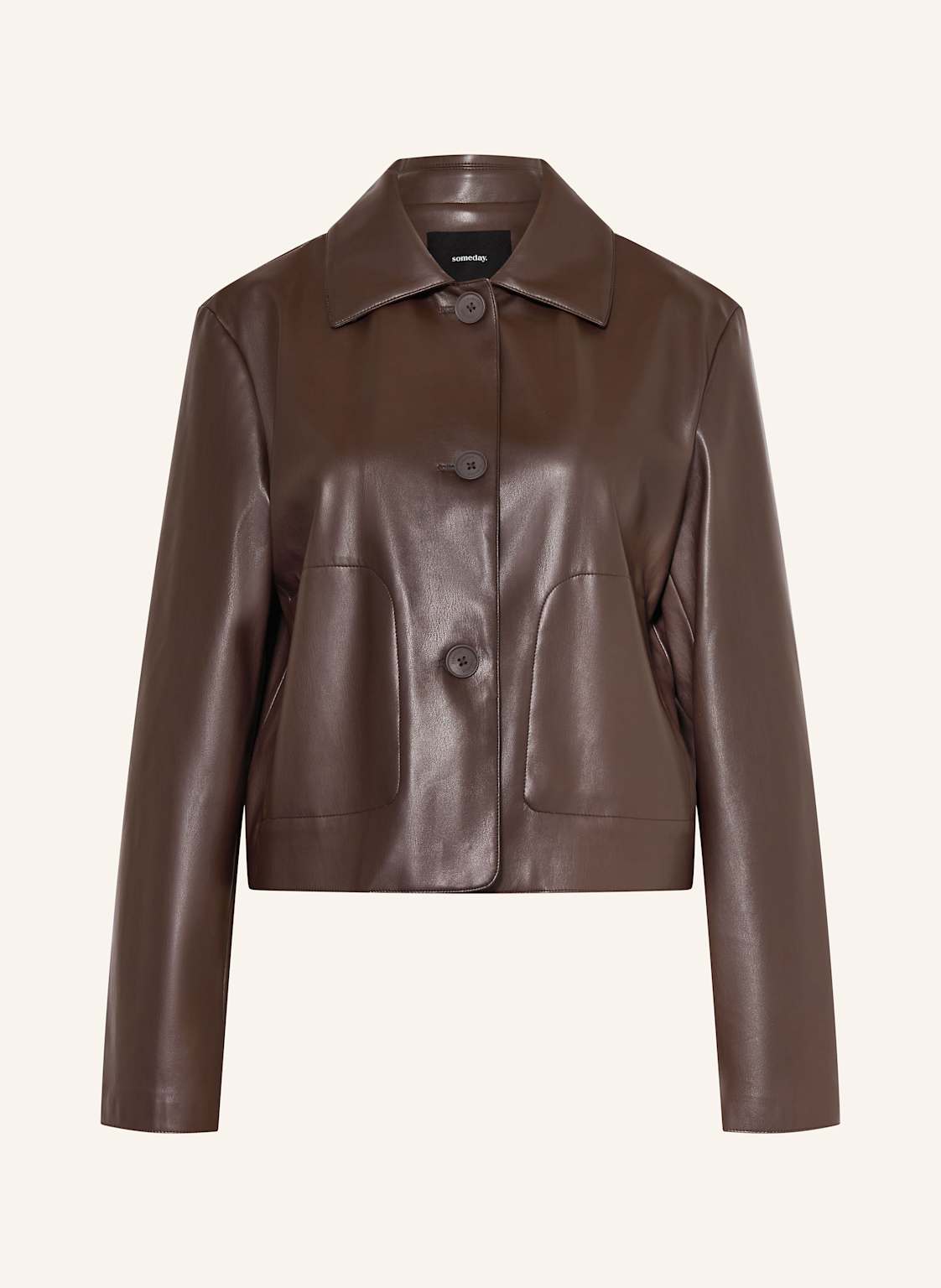 Someday Kastenjacke Neather In Lederoptik braun von someday
