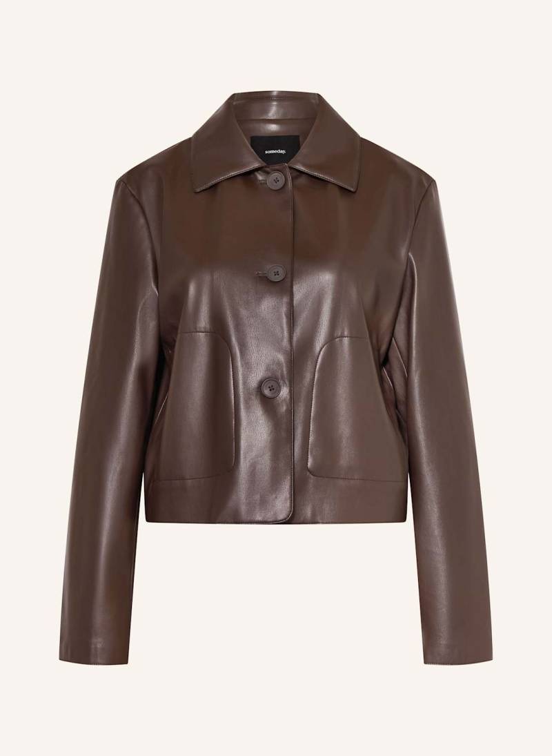Someday Kastenjacke Neather In Lederoptik braun von someday