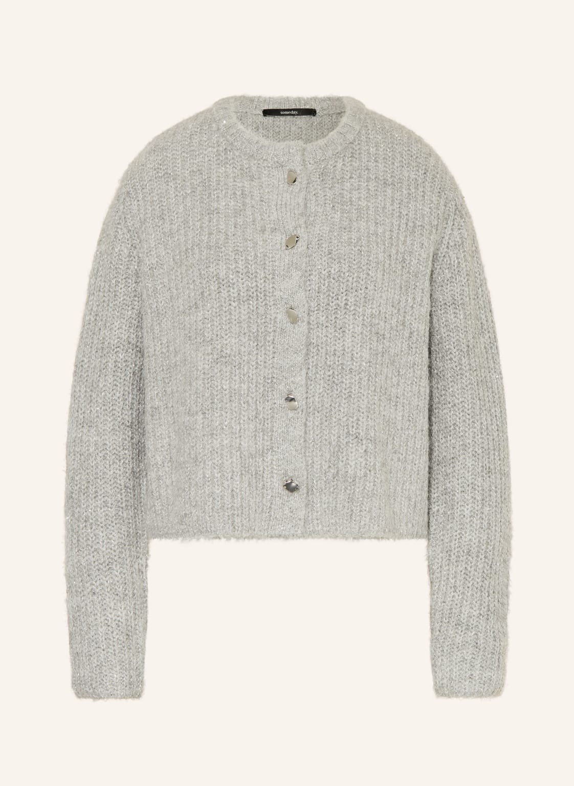 Someday Strickjacke Tiah Mit Glitzergarn grau von someday