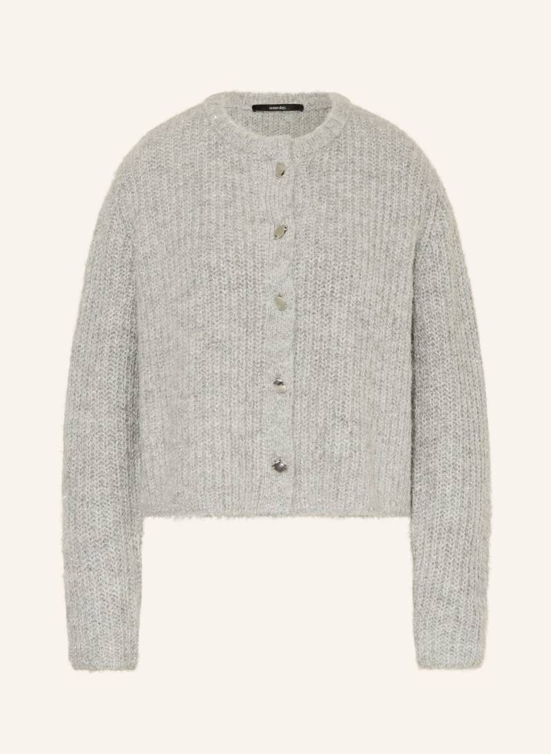 Someday Strickjacke Tiah Mit Glitzergarn grau von someday