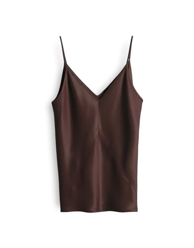 someday Damen Blusentop | ZIXTI Regular Top in glänzender Satinqualität Dark Espresso, 40 von someday