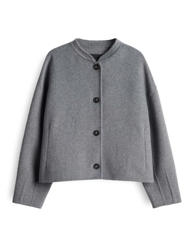 someday Damen Jacke | NOOLIA Loose Blousonjacke aus weichem Wollmix ashy Grey Melange, 38 von someday