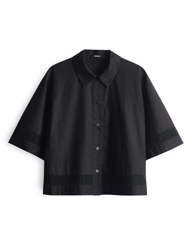 someday Damen Kurzarmbluse | Hemdbluse ZERIE Loose aus Popeline mit femininen Details Black, 38 von someday