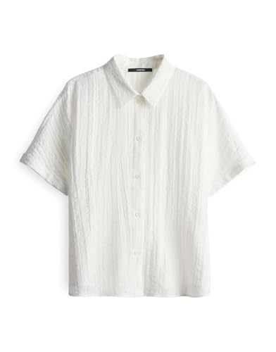 someday Damen Kurzarmbluse | Hemdbluse ZILINA Structure Loose mit feiner Lochstruktur Milk, 36 von someday