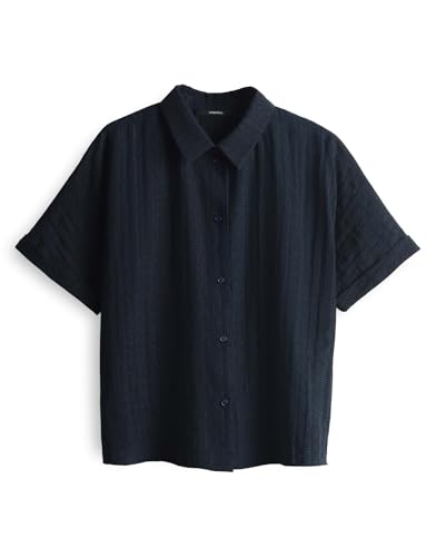 someday Damen Kurzarmbluse | Hemdbluse ZILINA Structure Loose mit feiner Lochstruktur Ocean, 38 von someday