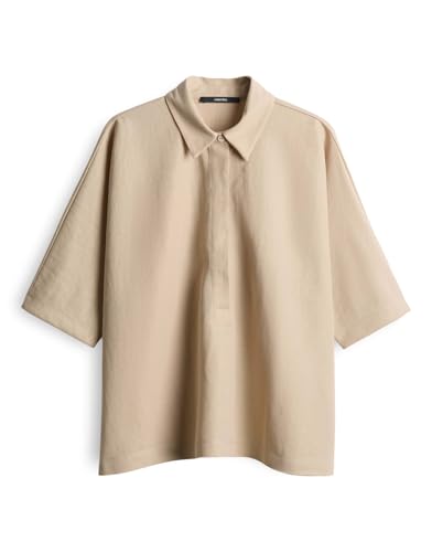 someday Damen Kurzarmbluse | Hemdbluse ZUNYA Polo aus nachhaltigem Viskose Mix Soft Oat, M von someday