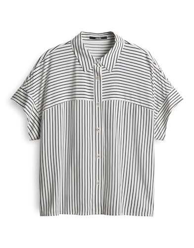 someday Damen Kurzarmbluse | Streifenbluse ZAVINA aus fliessender nachhaltiger Viskose Black, 40 von someday