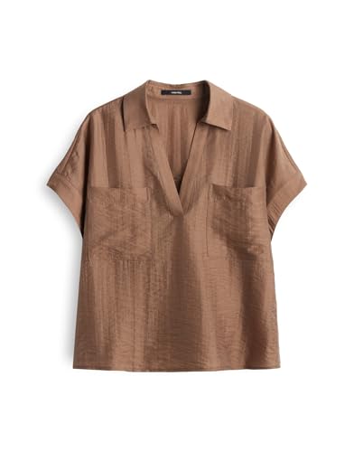 someday Damen Kurzarmbluse | ZLEANA Loose Hemdbluse mit Kreppstruktur Brown Sugar, 36 von someday