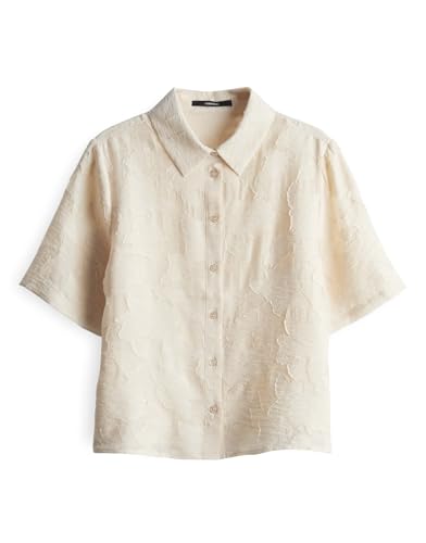 someday Damen Kurzarmbluse | ZLORALA Regular Hemdbluse mit floralem Design Natural Glaze, 40 von someday