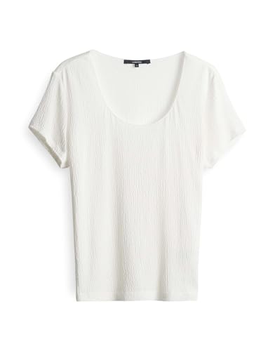 someday Damen Kurzarmshirt | Strukturiertes Jerseyshirt KIROSALIE Slim mit tiefem Rundhals Milk, 36 von someday