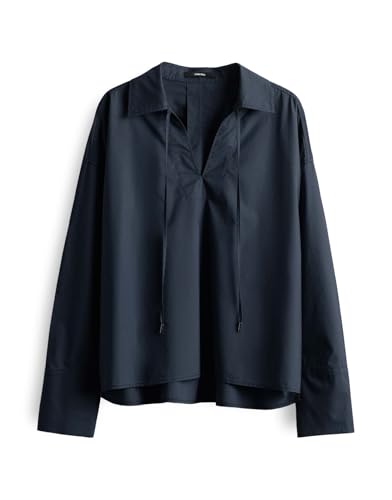 someday Damen Langarmbluse | Baumwollbluse ZAROLINE Loose mit Johnny-Kragen Ocean, 38 von someday