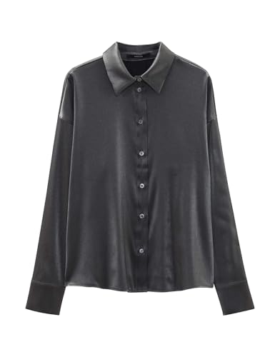 someday Damen Langarmbluse | Boxybluse ZOLDA Silver Loose aus schimmerndem Viskose Mix Silver Moon, 42 von someday