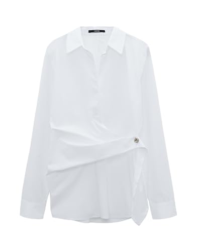 someday Damen Langarmbluse | Hemdbluse ZELLIMA Slim mit Wickel Effekt White, 38 von someday