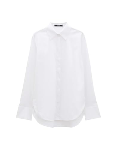 someday Damen Langarmbluse | Hemdbluse ZNOWI Detail Loose aus nachhaltigem Baumwoll Mix White, 40 von someday