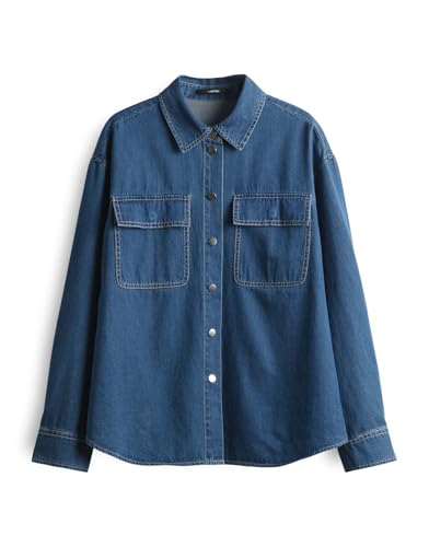 someday Damen Langarmbluse | Overshirt ZADDISON Regular aus Denim mid Century Blue, 38 von someday
