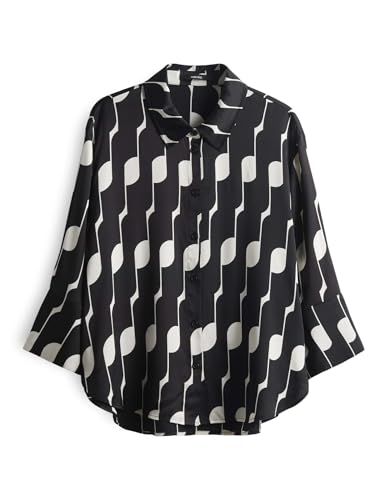 someday Damen Langarmbluse | Printbluse ZELLIE Loose aus nachhaltiger Viskose Black, 38 von someday