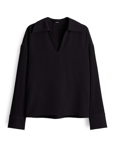 someday Damen Langarmbluse | ZOFIRA Loose Shirtbluse mit Johnnykragen Black, 38 von someday