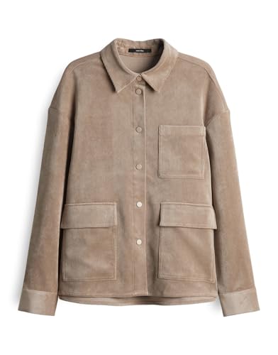 someday Damen Langarmbluse | ZORTEA Regular Cordhemd mit Utility Details Pale Greige Melange, 36 von someday