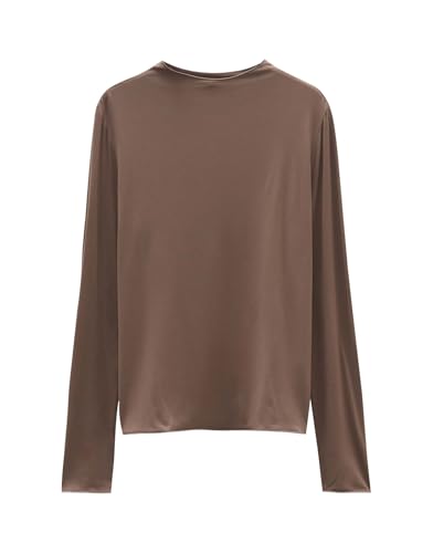 someday Damen Langarmshirt | Jerseyshirt KARINN Slim aus nachhaltigem Viskose Mix Soft Mocha, 40 von someday