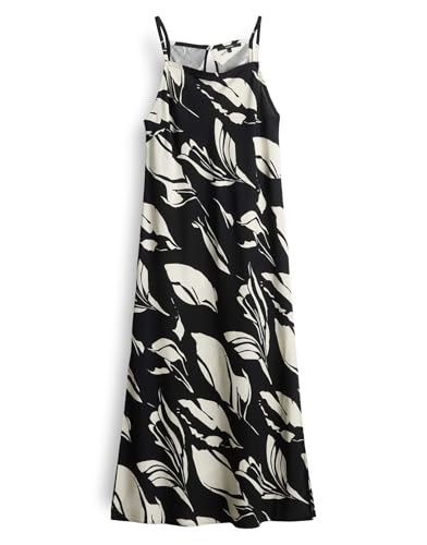 someday Damen Maxikleid | Printkleid QUALEZA floral aus luftigem Viskose Leinen Mix Black, 40 von someday
