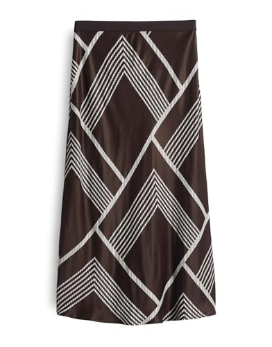 someday Damen Midirock | ODINI Grid Satinrock mit grafischem Print Dark Espresso, 40 von someday