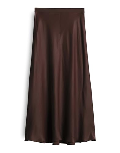 someday Damen Midirock | ODINIA Detail Satinrock in A-Linie Dark Espresso, 38 von someday