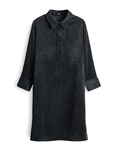 someday Damen Minikleid | QUORTEA Regular Hemdblusenkleid aus Feincord Steel Blue, 36 von someday