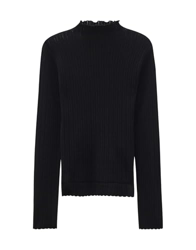 someday Damen Pullover | Figurbetonter Strickpullover TAYELI mit Ajourmuster Black, 36 von someday