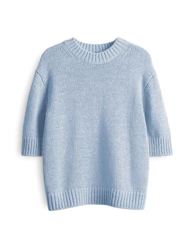 someday Damen Pullover | Kurzarmpullover TAVERY Loose aus weichem Bändchengarn Clear Water, 42 von someday