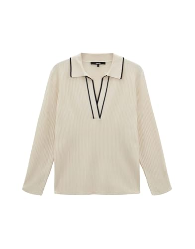 someday Damen Pullover | Polo Strickpullover Tabbi Slim aus weichem Rippstrick Soft Cream, 42 von someday