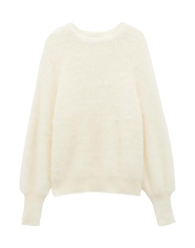 someday Damen Pullover | Strickpullover TISSIE Loose in Fake Fur Optik Milk, 38 von someday