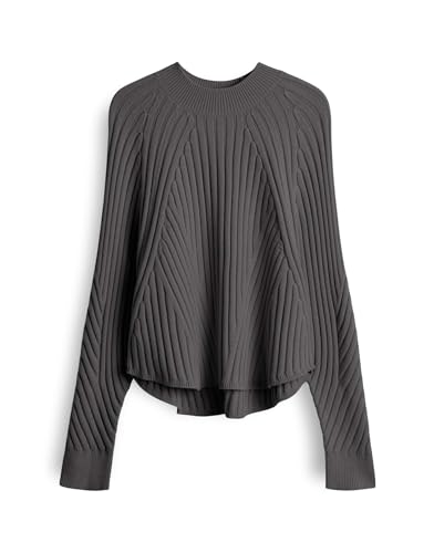 someday Damen Pullover | TOUANN Regular Rippstrickpullover aus ECOVERO™ Viskose Mix ashy Grey Melange, S von someday