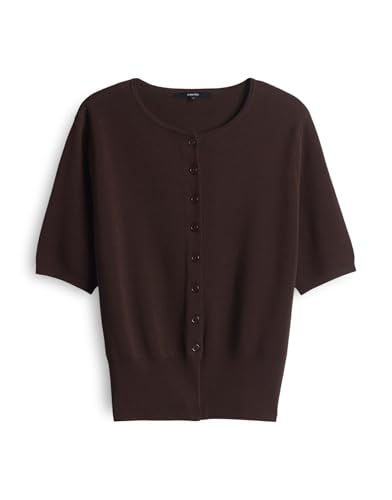 someday Damen Strickjacke | TINALA Slim Feinstrick Cardigan aus Viskose Mix Dark Espresso, 38 von someday