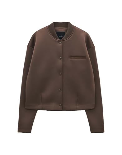 someday Damen Sweatjacke | Kurze Bomberjacke ULONI Loose aus Scuba Soft Mocha, 38 von someday