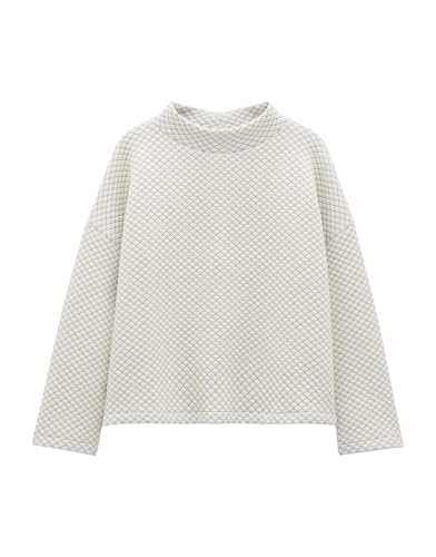 someday Damen Sweatshirt | Gesteppter Sweater UCRISTAL Detail Loose aus Baumwollmix Milk, S von someday