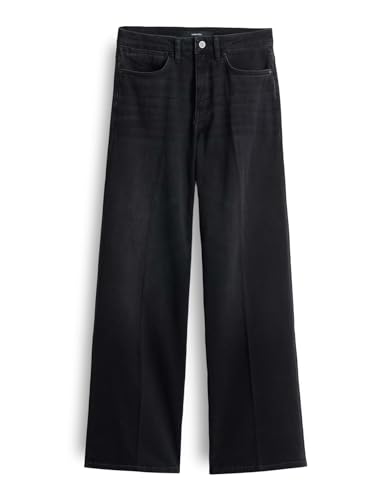 someday Damen Wide | CELLMA Iconic Wide Leg Denim aus BCI Cotton Mix Mid Rise Washed Black, 42 von someday