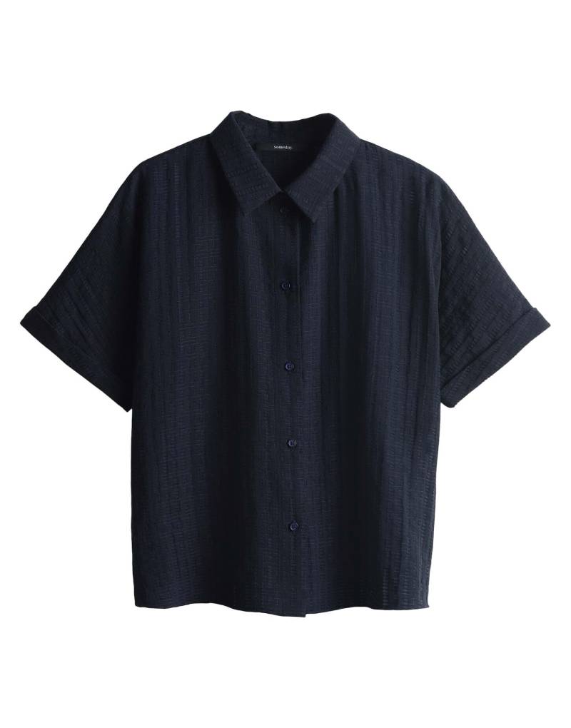someday - Hemdbluse - Zilina structure blau - Gr. - 40 von someday