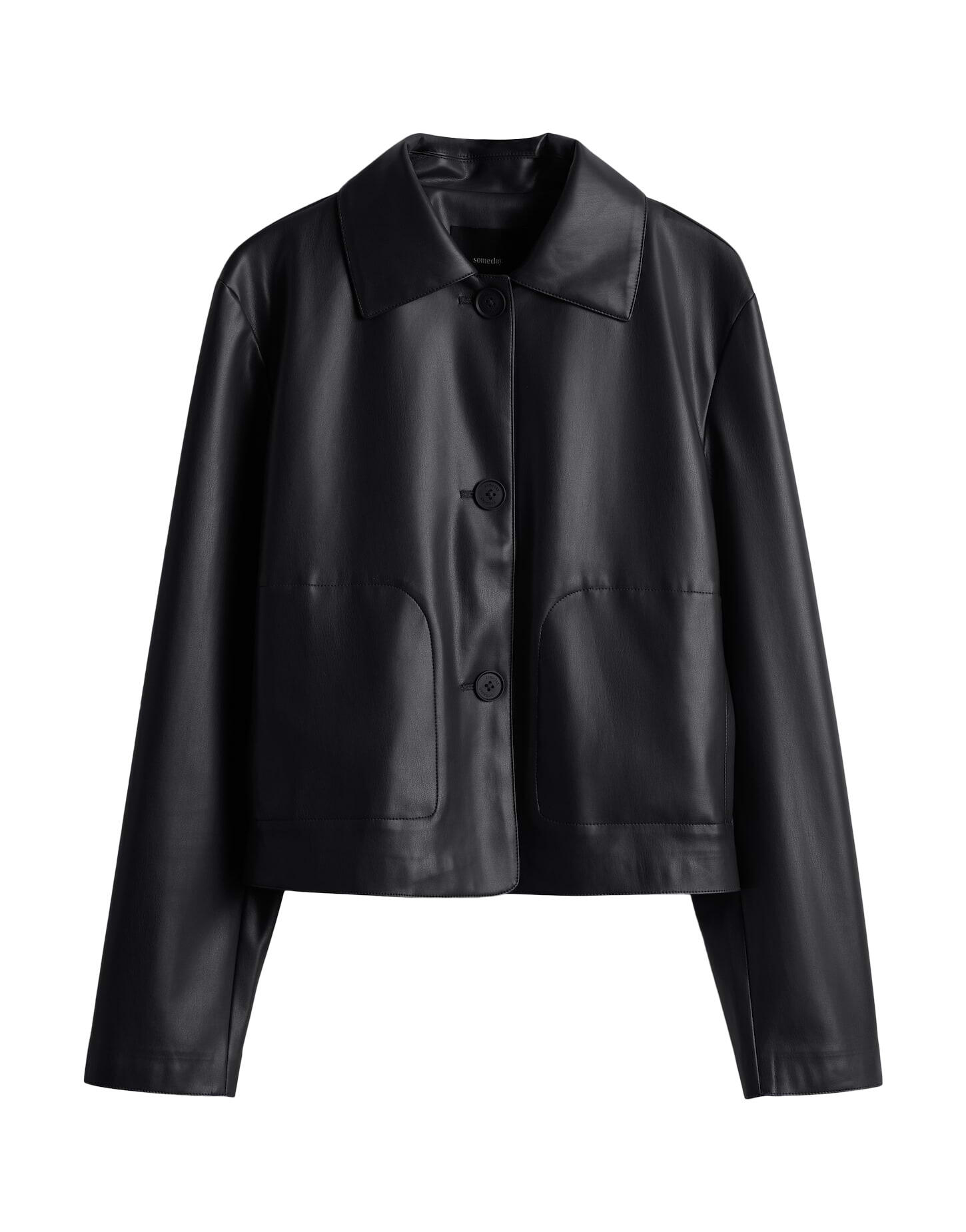 someday - Kurzjacke aus Kunstleder - Neather schwarz - Gr. - 42 von someday