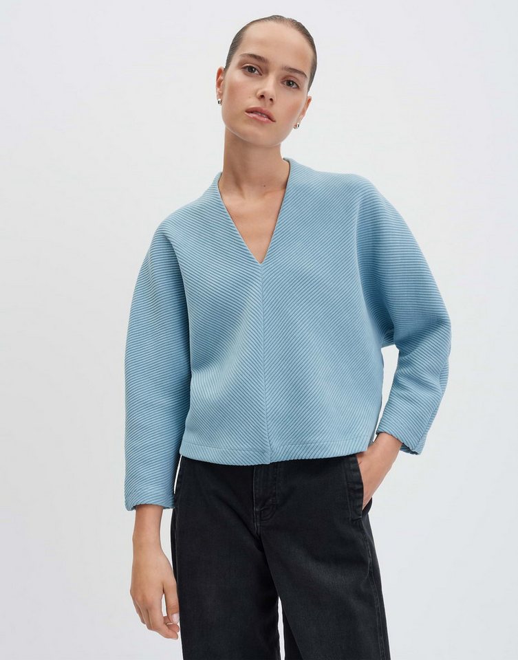 someday Sweatshirt UFINE Regular mit Rippstruktur Lockeres Sweatshirt mit 3/4 Fledermausärmeln und Rippstruktur von someday