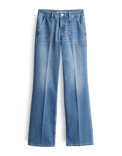 someday Damen Flared | Long Flared Denim Carie Utility aus nachhaltigem Baumwoll Mix mid Ocean Blue, 42 von someday