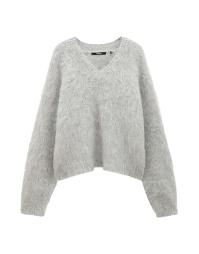 someday Damen Pullover | Flauschiger Strickpullover TANYARA Loose mit Alpaka Wolle Hazy Fog Melange, 36 von someday