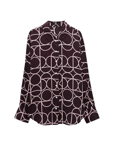someday Damen Langarmbluse | Printbluse ZELINE Loose aus Ecovero Viskose Plum, 38 von someday