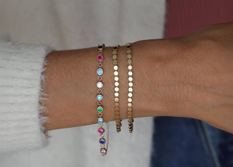 Goldarmband Mit Geburtsstein, Multisteinarmband Für Mama, Geschenk Multistein-Goldschmuck Goldarmband Mit Geburtsstein, Multisteinarmband Für Mama, Geschenk Multistein-Goldschmuck von somethinggoldjwl