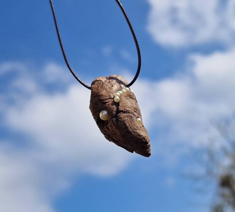 Kette ~ Treibholz & Perlen Holz Kette, Geschenk Für Frauen, Kettenanhänger Holz, Schmuck, Maritime Halskette, Männer von sommerelf