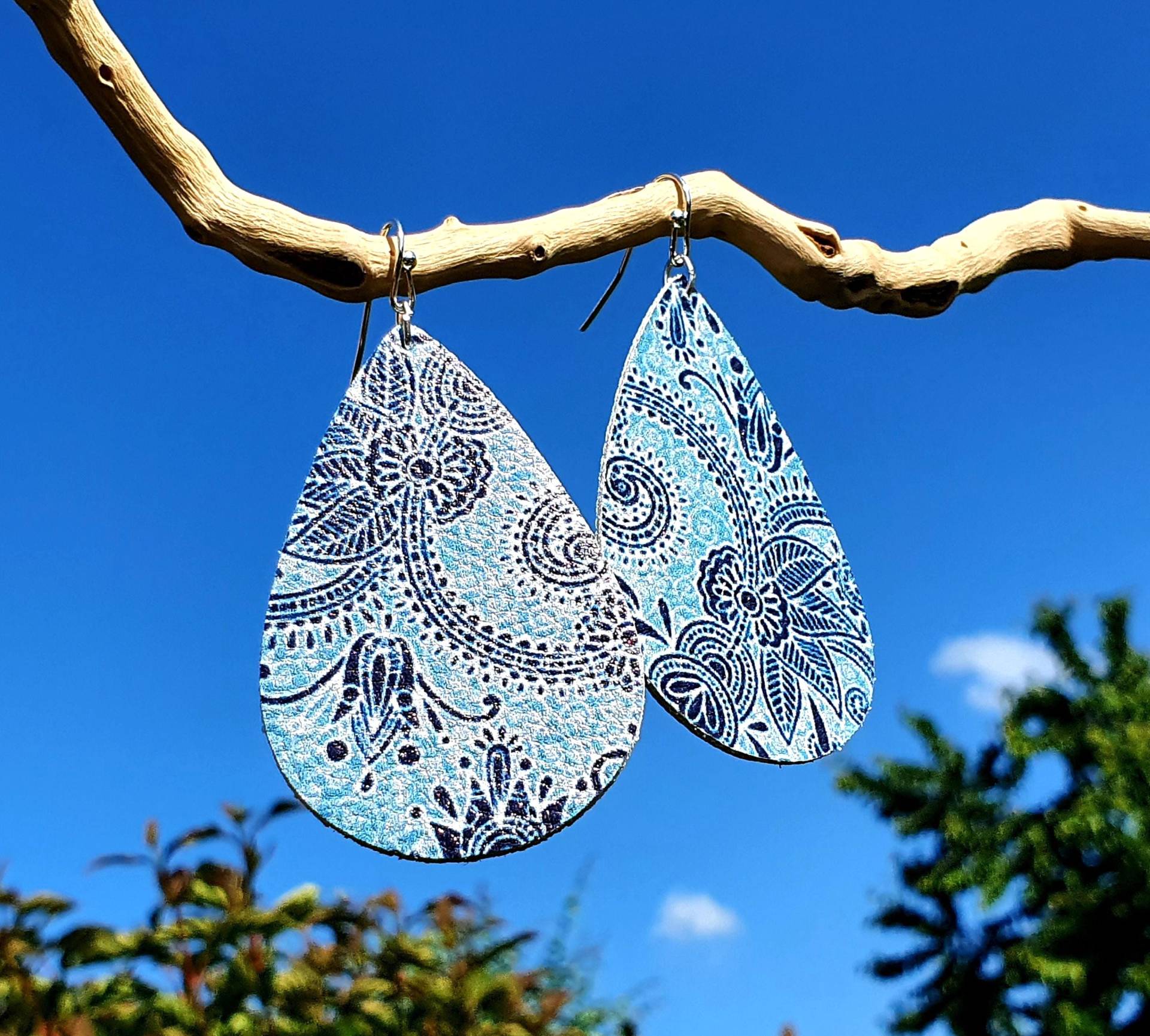 Ohrringe 925Er Silber ~ Boho Style Kunstleder Ohrringe, Rote Geschenk Für Frauen, Handgemachte Blaue Ohrringe 925Er Silber ~ Boho Style Kunstleder Ohrringe, Rote Geschenk Für Frauen, Handgemachte Blaue von sommerelf