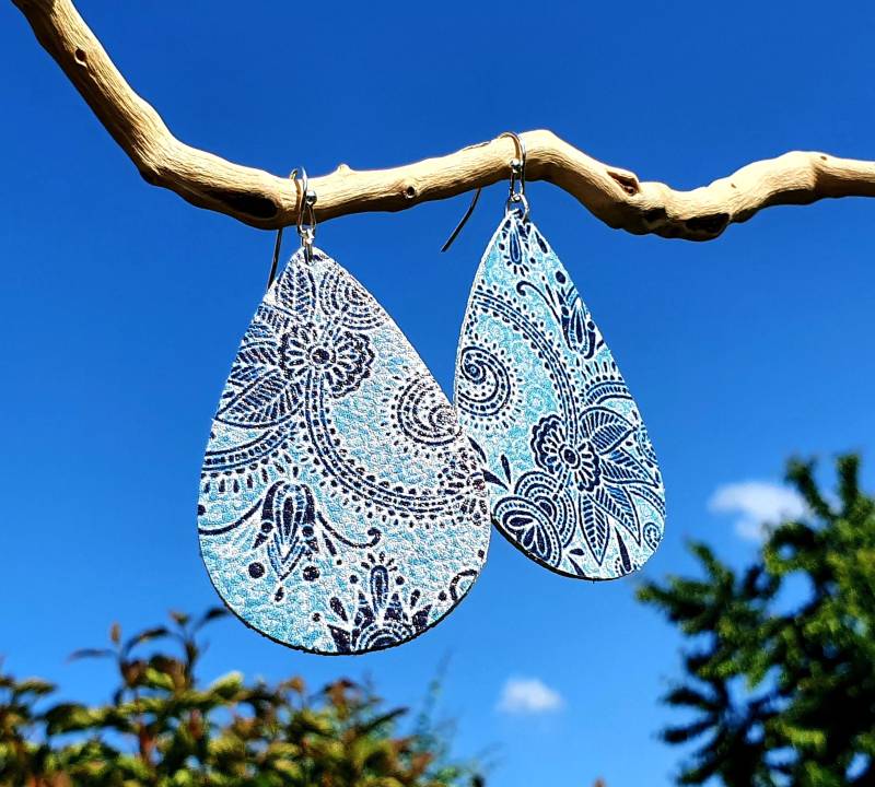 Ohrringe 925Er Silber ~ Boho Style Kunstleder Ohrringe, Rote Geschenk Für Frauen, Handgemachte Blaue Ohrringe 925Er Silber ~ Boho Style Kunstleder Ohrringe, Rote Geschenk Für Frauen, Handgemachte Blaue von sommerelf