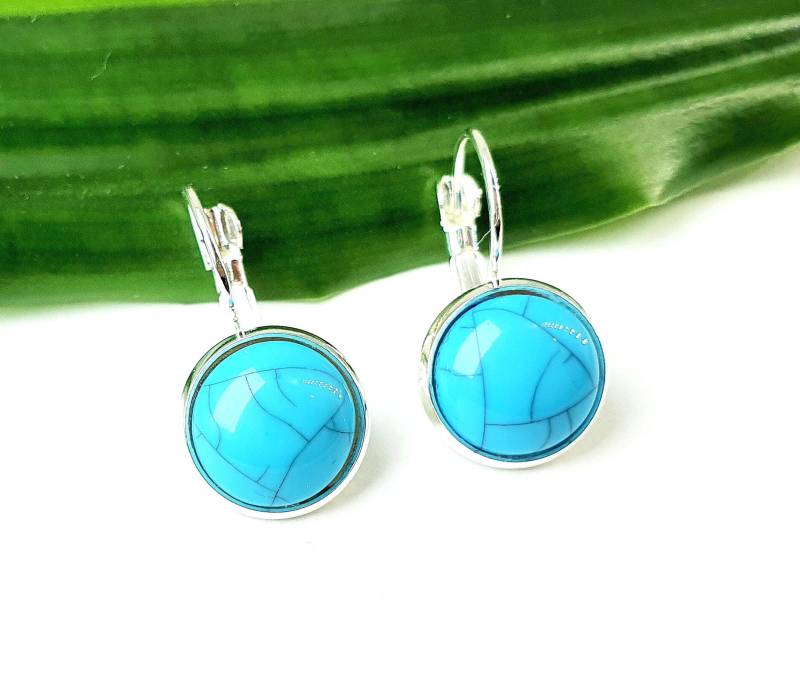 Ohrringe ~ Türkis Cabochon Ohrringe, Geschenk Mädchen, Resin Freundin, Wichtelgeschenk, Schmuck, Boho Ohrringe ~ Türkis Cabochon Ohrringe, Geschenk Mädchen, Resin Freundin, Wichtelgeschenk, Schmuck, Boho von sommerelf
